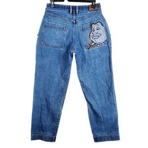 Vtg Y2K Fubu Fat Albert Blue Jeans Mens 34 Baggy Faded Wide Leg Cargo (30x32)